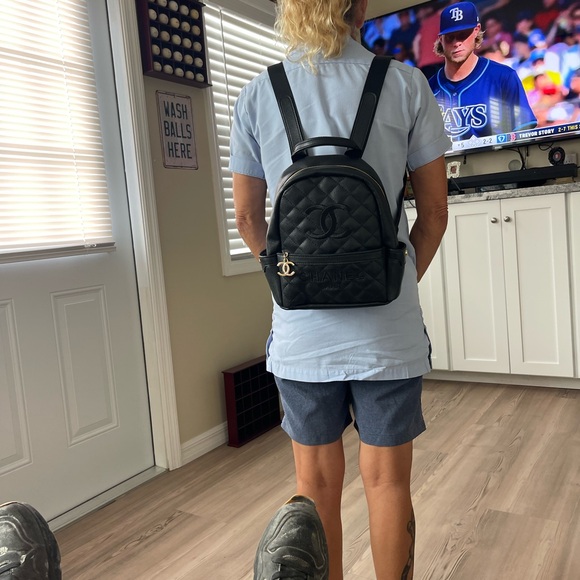 Makeup Line CHANEL Makep Line Black Backpack with Gold Accents - Picture 10 of 10